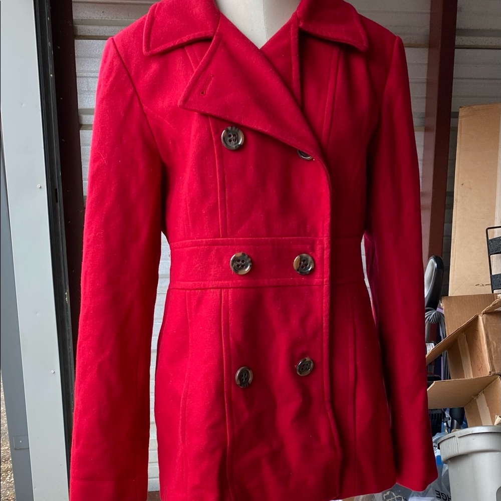 NWOT women’s red wool pea coat
